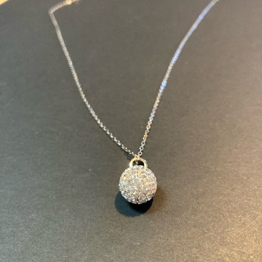 TOCARA. Louise. Crystal fantasy ball 925 Silver chain. 17” + 2”.